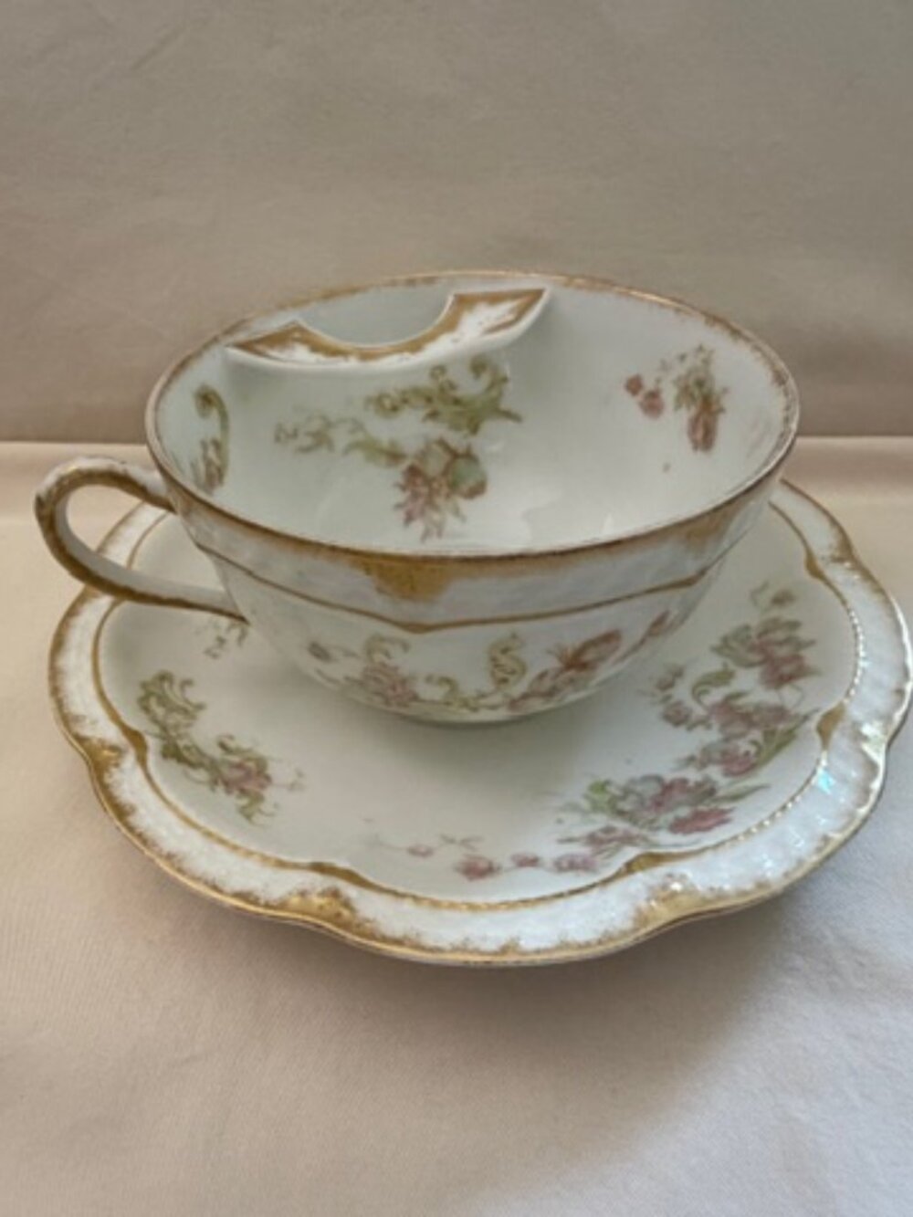 Antique Limoges Porcelain Mustache Teacup - Picture 3 of 11